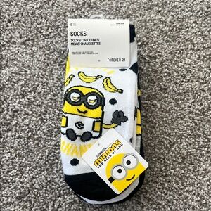 Forever 21 Minions Banana Socks - Black, White, Yellow